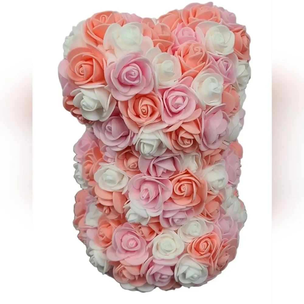 Pastel Rose Bear Multicolor Spring Gift Aesthetic Cute Floral Teddy Decor Dreamy